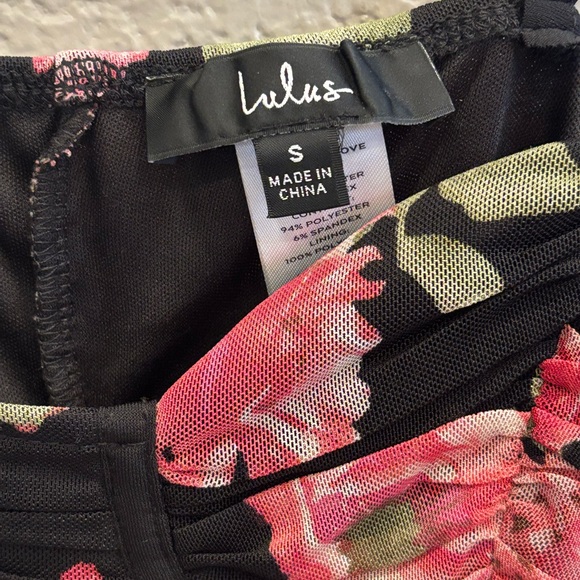 Lulu's Black and Pink Floral Bodysuit - Picture 5 of 6